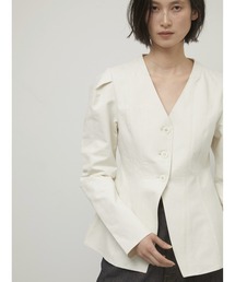 LA PEAU DE GEM | 【LA PEAU DE GEM】shape no collar jacket/シェイプノーカラージャケット(ノーカラージャケット)