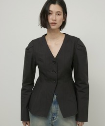 LA PEAU DE GEM | 【LA PEAU DE GEM】shape no collar jacket/シェイプノーカラージャケット(ノーカラージャケット)