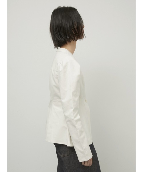 LA PEAU DE GEM（ラポドゥジェム）の「【LA PEAU DE GEM】shape no collar jacket/シェイプノーカラージャケット（ノーカラージャケット・レディース・アイボリー/ブラック・FREE）」の7枚目の写真