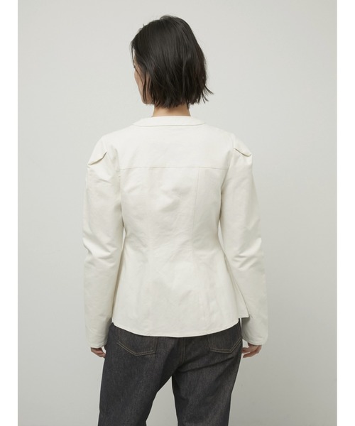 LA PEAU DE GEM（ラポドゥジェム）の「【LA PEAU DE GEM】shape no collar jacket/シェイプノーカラージャケット（ノーカラージャケット・レディース・アイボリー/ブラック・FREE）」の8枚目の写真