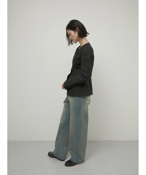 LA PEAU DE GEM（ラポドゥジェム）の「【LA PEAU DE GEM】shape no collar jacket/シェイプノーカラージャケット（ノーカラージャケット・レディース・アイボリー/ブラック・FREE）」の11枚目の写真