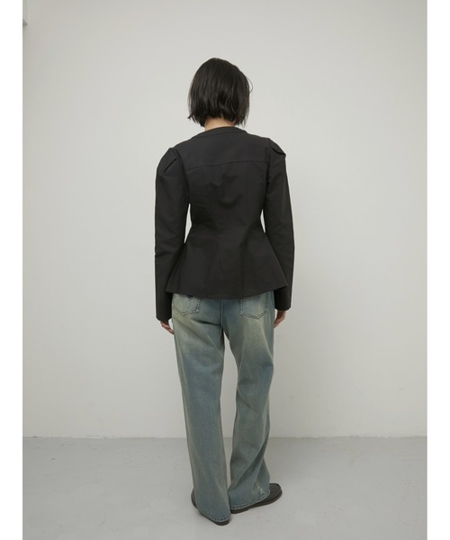 LA PEAU DE GEM（ラポドゥジェム）の「【LA PEAU DE GEM】shape no collar jacket/シェイプノーカラージャケット（ノーカラージャケット・レディース・アイボリー/ブラック・FREE）」の13枚目の写真
