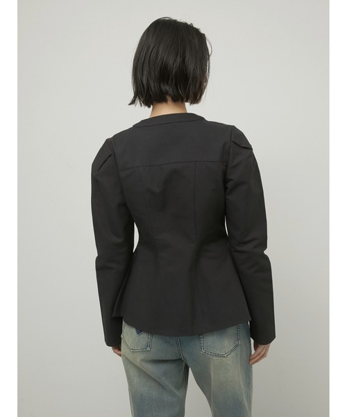 LA PEAU DE GEM（ラポドゥジェム）の「【LA PEAU DE GEM】shape no collar jacket/シェイプノーカラージャケット（ノーカラージャケット・レディース・アイボリー/ブラック・FREE）」の14枚目の写真