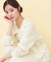 index | シアー幾何刺繍カーディガン【洗濯機OK】(カーディガン/ボレロ)