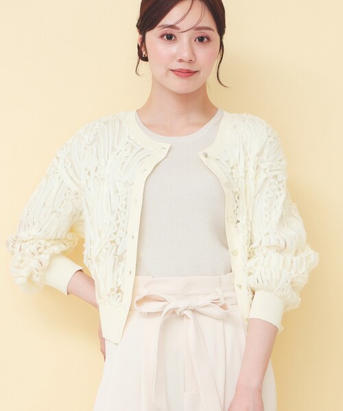 index（インデックス）の「シアー幾何刺繍カーディガン【洗濯機OK】（カーディガン/ボレロ・レディース・ブラック/アイボリー/ダークグレー・40/38/36）」の10枚目の写真