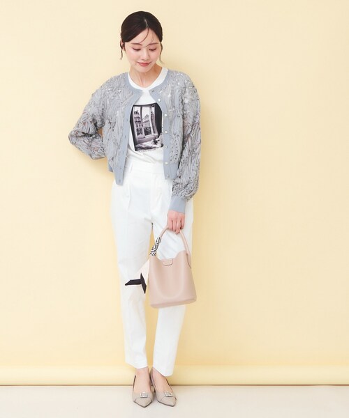index（インデックス）の「シアー幾何刺繍カーディガン【洗濯機OK】（カーディガン/ボレロ・レディース・ブラック/アイボリー/ダークグレー・40/38/36）」の4枚目の写真
