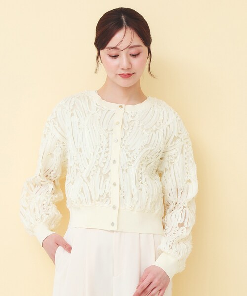 index（インデックス）の「シアー幾何刺繍カーディガン【洗濯機OK】（カーディガン/ボレロ・レディース・ブラック/アイボリー/ダークグレー・40/38/36）」の21枚目の写真