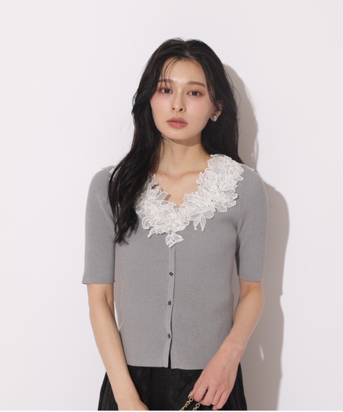新品♡アプワイザーリッシェ♡シアーデコルテモール刺繍ニット Apuweiser-riche - 新品タグ付き アプワイザーリッシェ シアーデコルテ