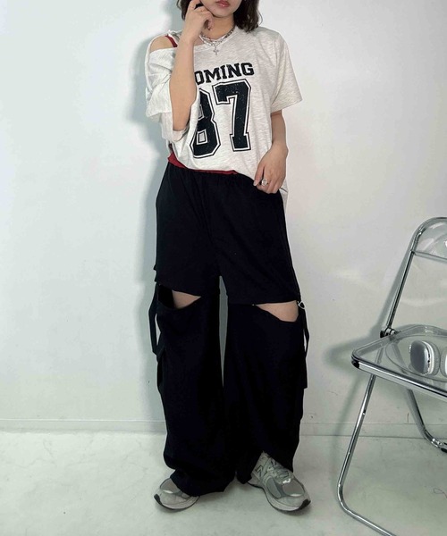 AS KNOW AS plus(アズノゥアズプラス)の「〇ワンショル 2WAYリボン半袖プルオーバー(Tシャツ/カットソー・レディース・オートミール/カモフラージュ/ブラック/グレー系/グリーン系その他/アイボリー系・FREE)」の15枚目の写真