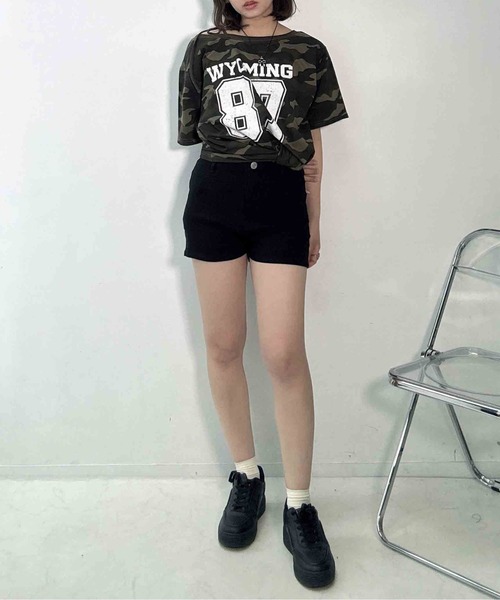 AS KNOW AS plus(アズノゥアズプラス)の「〇ワンショル 2WAYリボン半袖プルオーバー(Tシャツ/カットソー・レディース・オートミール/カモフラージュ/ブラック/グレー系/グリーン系その他/アイボリー系・FREE)」の22枚目の写真