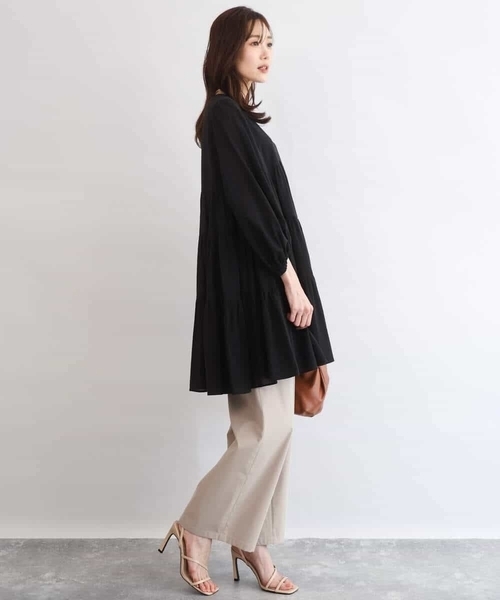 MK MICHEL KLEIN（エムケーミッシェルクラン）の「[洗える]Vネックコットンシフォンチュニックブラウス（シャツ/ブラウス・レディース・ブラック/ブルー・38）」の6枚目の写真