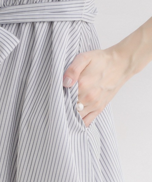 couture brooch(クチュールブローチ)の「【洗える】シアーストライプ ワンピース(ワンピース・レディース・ブルー系2/ネイビー系2/ベージュ系その他2・36/38/40/42)」の9枚目の写真