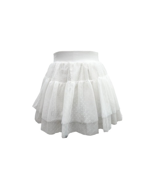 JilLA(ジルア)の「Frilled Lace Dot Mini Skirt / フリルレースドットミニスカート(スカート・レディース・ピンク/ホワイト/ブラック・M/S)」の1枚目の写真