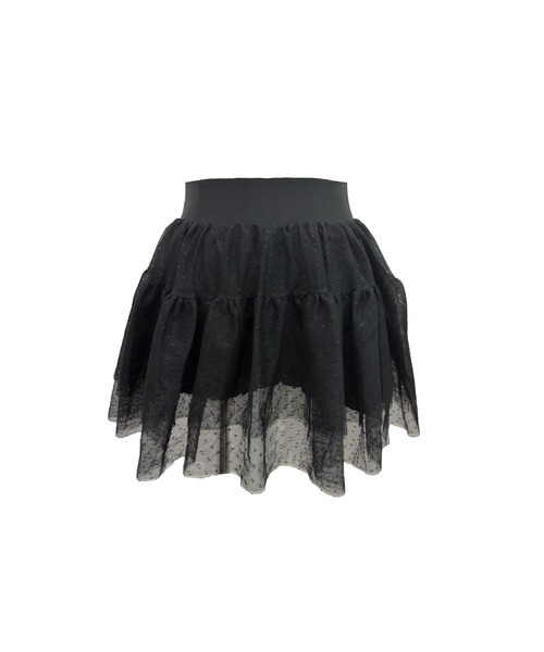 JilLA(ジルア)の「Frilled Lace Dot Mini Skirt / フリルレースドットミニスカート(スカート・レディース・ピンク/ホワイト/ブラック・M/S)」の2枚目の写真