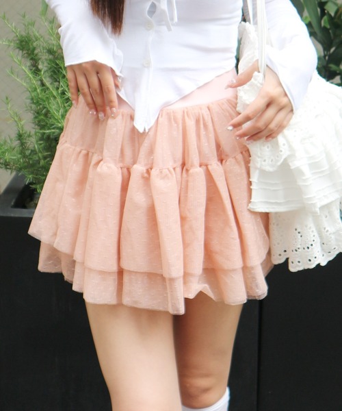 JilLA(ジルア)の「Frilled Lace Dot Mini Skirt / フリルレースドットミニスカート(スカート・レディース・ピンク/ホワイト/ブラック・M/S)」の14枚目の写真