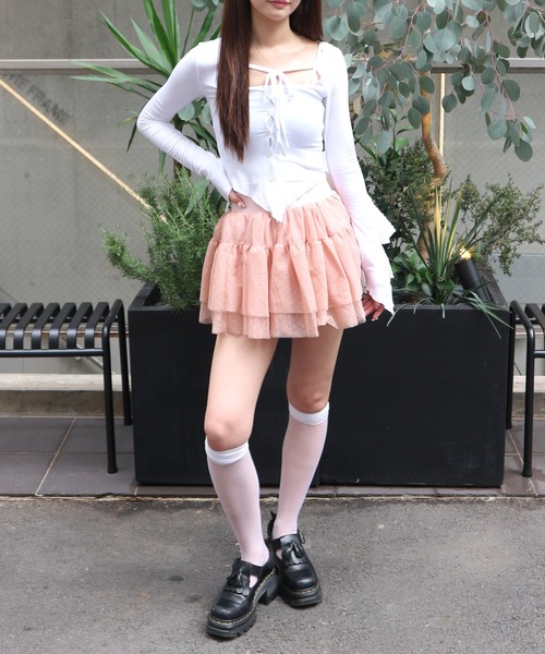 JilLA(ジルア)の「Frilled Lace Dot Mini Skirt / フリルレースドットミニスカート(スカート・レディース・ピンク/ホワイト/ブラック・M/S)」の16枚目の写真