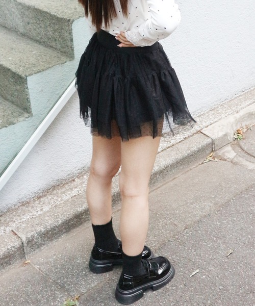 JilLA(ジルア)の「Frilled Lace Dot Mini Skirt / フリルレースドットミニスカート(スカート・レディース・ピンク/ホワイト/ブラック・M/S)」の9枚目の写真