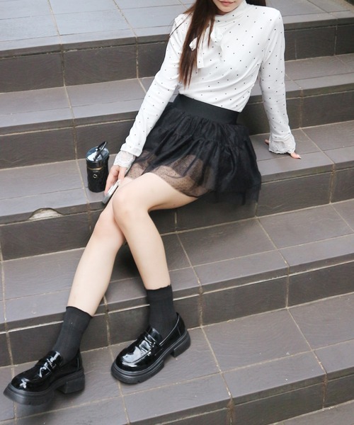 JilLA(ジルア)の「Frilled Lace Dot Mini Skirt / フリルレースドットミニスカート(スカート・レディース・ピンク/ホワイト/ブラック・M/S)」の12枚目の写真