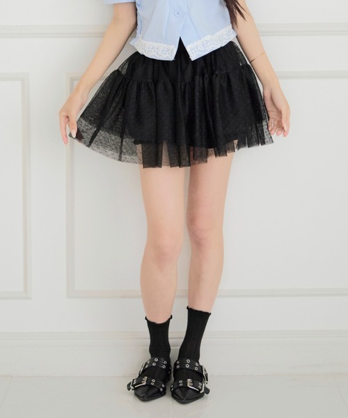 JilLA(ジルア)の「Frilled Lace Dot Mini Skirt / フリルレースドットミニスカート(スカート・レディース・ピンク/ホワイト/ブラック・M/S)」の17枚目の写真