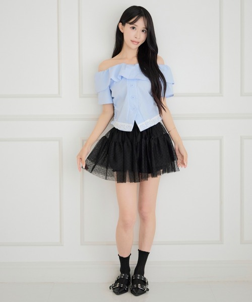 JilLA(ジルア)の「Frilled Lace Dot Mini Skirt / フリルレースドットミニスカート(スカート・レディース・ピンク/ホワイト/ブラック・M/S)」の20枚目の写真