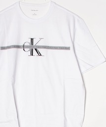 CALVIN KLEIN カルバンクライン SS TAPE REPEAT LAYERED LOGO CREWNK TEE ckグラフィックロゴプリント半袖Tシャツ
