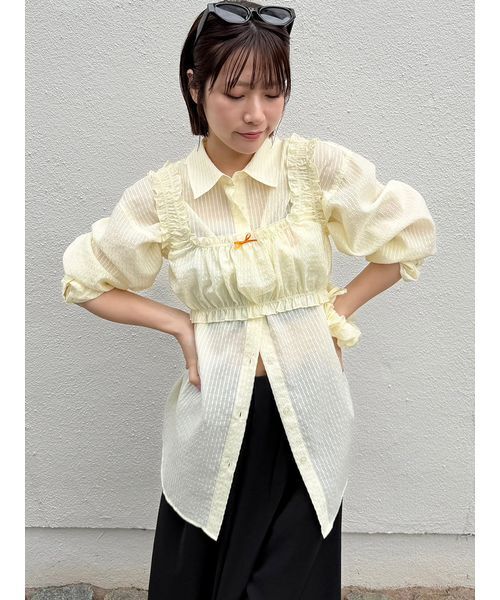 LILY BROWN（リリーブラウン）の「シアーストライプシャーリングビスチェ（その他トップス・レディース・ブルー/ホワイト/イエロー・F）」の18枚目の写真