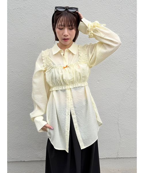 LILY BROWN（リリーブラウン）の「シアーストライプシャーリングビスチェ（その他トップス・レディース・ブルー/ホワイト/イエロー・F）」の19枚目の写真