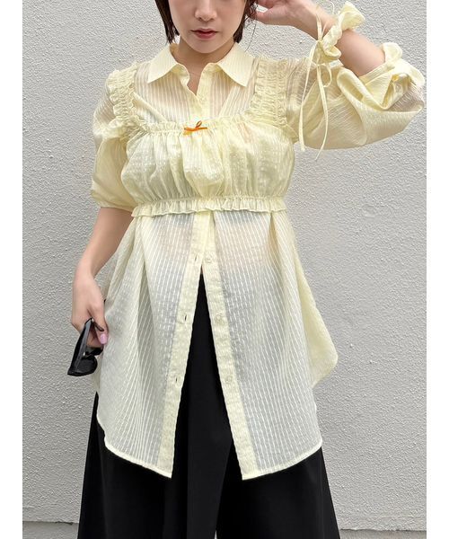 LILY BROWN（リリーブラウン）の「シアーストライプシャーリングビスチェ（その他トップス・レディース・ブルー/ホワイト/イエロー・F）」の17枚目の写真