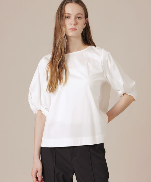MACKINTOSH LONDON(マッキントッシュ ロンドン)の「【WEB・一部店舗限定】ハイゲージスムースプルオーバー(Tシャツ/カットソー・レディース・ブラック/ブルー/オフホワイト・38)」の1枚目の写真