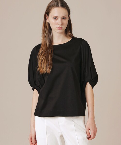 MACKINTOSH LONDON(マッキントッシュ ロンドン)の「【WEB・一部店舗限定】ハイゲージスムースプルオーバー(Tシャツ/カットソー・レディース・ブラック/ブルー/オフホワイト・38)」の2枚目の写真