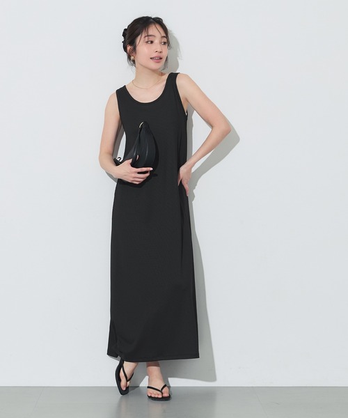 coca(coca)(コカ)の「とろみリブノースリーブワンピース(ワンピース・レディース・カーキ/ブラック・L/M/S)」の4枚目の写真