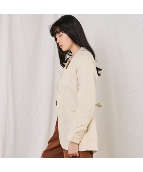 COMMON+HAUS(コモンハウス)の「麻混ノーカラージャケット(ノーカラージャケット・レディース・アイボリー/ブラック/グレー・S/M/L)」の5枚目の写真