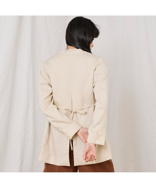 COMMON+HAUS(コモンハウス)の「麻混ノーカラージャケット(ノーカラージャケット・レディース・アイボリー/ブラック/グレー・S/M/L)」の6枚目の写真