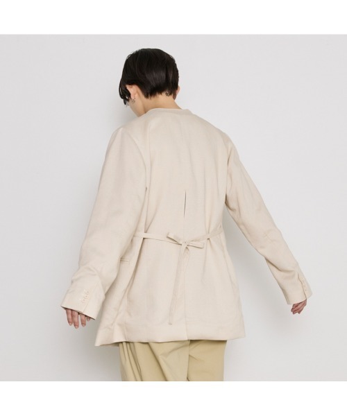 COMMON+HAUS(コモンハウス)の「麻混ノーカラージャケット(ノーカラージャケット・レディース・アイボリー/ブラック/グレー・S/M/L)」の7枚目の写真