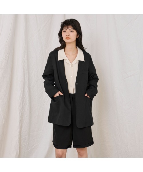 COMMON+HAUS(コモンハウス)の「麻混ノーカラージャケット(ノーカラージャケット・レディース・アイボリー/ブラック/グレー・S/M/L)」の12枚目の写真