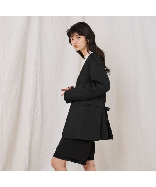 COMMON+HAUS(コモンハウス)の「麻混ノーカラージャケット(ノーカラージャケット・レディース・アイボリー/ブラック/グレー・S/M/L)」の13枚目の写真