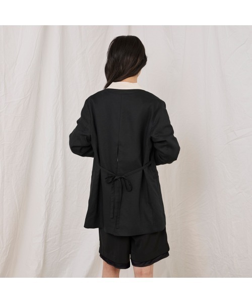 COMMON+HAUS(コモンハウス)の「麻混ノーカラージャケット(ノーカラージャケット・レディース・アイボリー/ブラック/グレー・S/M/L)」の14枚目の写真