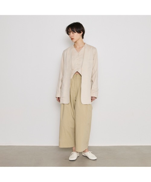 COMMON+HAUS(コモンハウス)の「麻混ノーカラージャケット(ノーカラージャケット・レディース・アイボリー/ブラック/グレー・S/M/L)」の15枚目の写真
