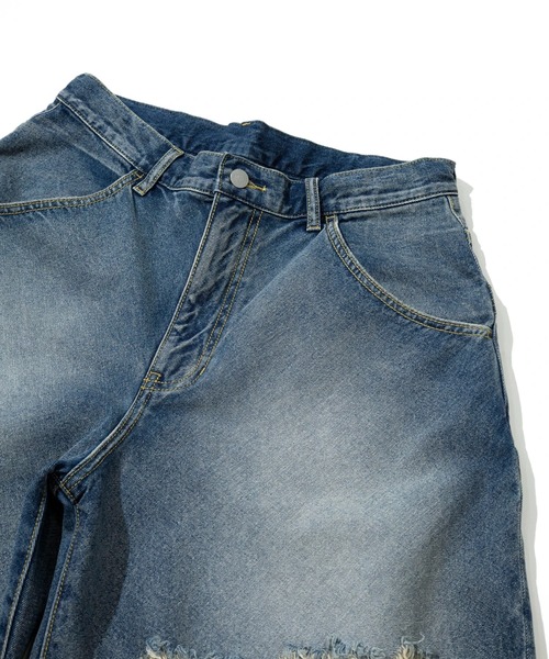 go slow caravan(ゴースローキャラバン)の「10oz デニムバイアスダメージ ワイドショーツ(その他パンツ・メンズ・インディゴブルー/ブラック系その他・MEDIUM/LARGE/X-LARGE)」の19枚目の写真