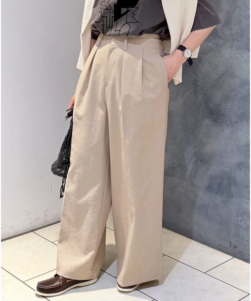 JOURNAL STANDARD(ジャーナルスタンダード)の「ハイウエストタックワイドパンツ(その他パンツ・レディース・チャコールグレー/ベージュ・38/36)」の2枚目の写真