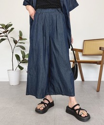 エアリーデニム前タックワイドパンツ