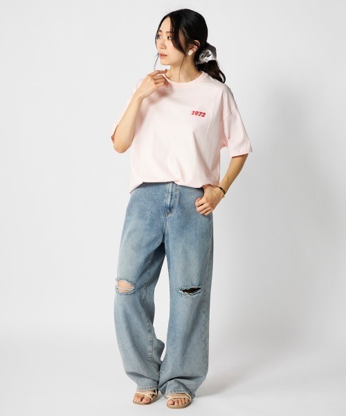Ocean Pacific(オーシャンパシフィック)の「【OP:オーピー】レディースカレッジロゴコットンTシャツ バックプリント(Tシャツ/カットソー・レディース・チャコールグレー/ピンク・LARGE/X-LARGE/MEDIUM)」の15枚目の写真