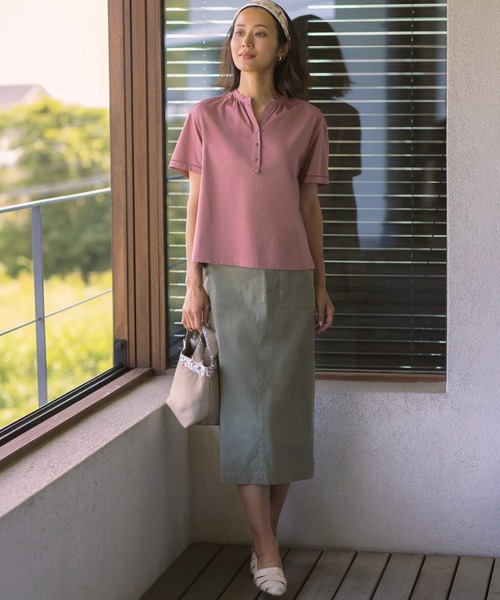 J.PRESS(ジェイプレス)の「セルロースリネンストレッチ ナロー スカート(スカート・レディース・アイボリー系/ベージュ系/ブラック系/カーキ系・T13/T15)」の13枚目の写真