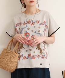 kilki（キルキー）の「kilki リボン付き総柄フェイクレイヤードカットソー 半袖（Tシャツ/カットソー）」
