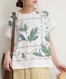 kilki（キルキー）の「kilki リボン付き総柄フェイクレイヤードカットソー 半袖（Tシャツ/カットソー）」