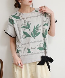kilki（キルキー）の「kilki リボン付き総柄フェイクレイヤードカットソー 半袖（Tシャツ/カットソー）」