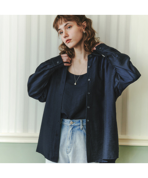ZEROSTREET（ゼロストリート）の「[2カラー] [セット] テンセルシャツ & ノースリーブTシャツ（シャツ/ブラウス・レディース・Beige/ネイビー・SMALL/MEDIUM）」の2枚目の写真
