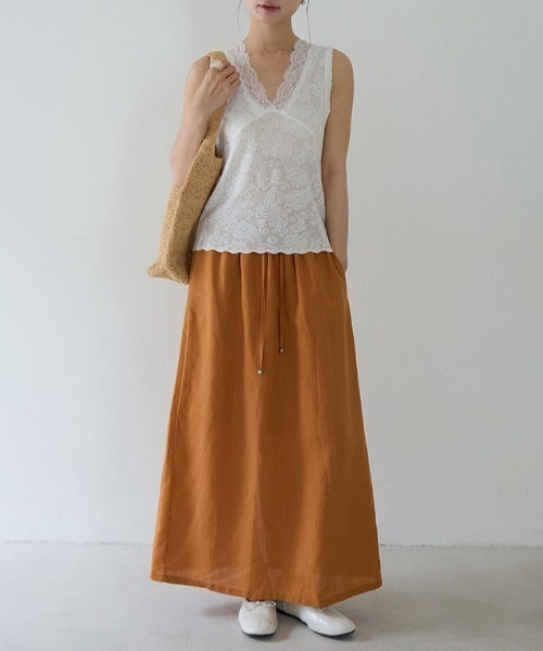 CHUN CHUN NOTES(チュンチュンノーツ)の「26SS/レースVネックノースリーブトップス(Tシャツ/カットソー・レディース・ブラック/ホワイト・F)」の8枚目の写真