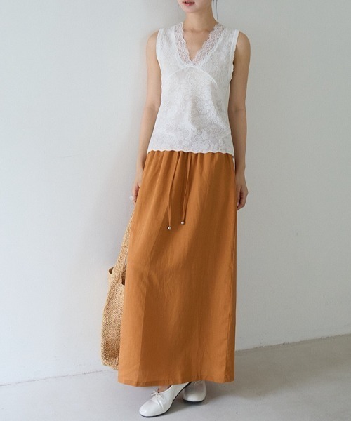 CHUN CHUN NOTES(チュンチュンノーツ)の「26SS/レースVネックノースリーブトップス(Tシャツ/カットソー・レディース・ブラック/ホワイト・F)」の10枚目の写真