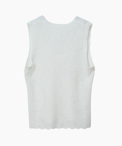 CHUN CHUN NOTES(チュンチュンノーツ)の「26SS/レースVネックノースリーブトップス(Tシャツ/カットソー・レディース・ブラック/ホワイト・F)」の14枚目の写真